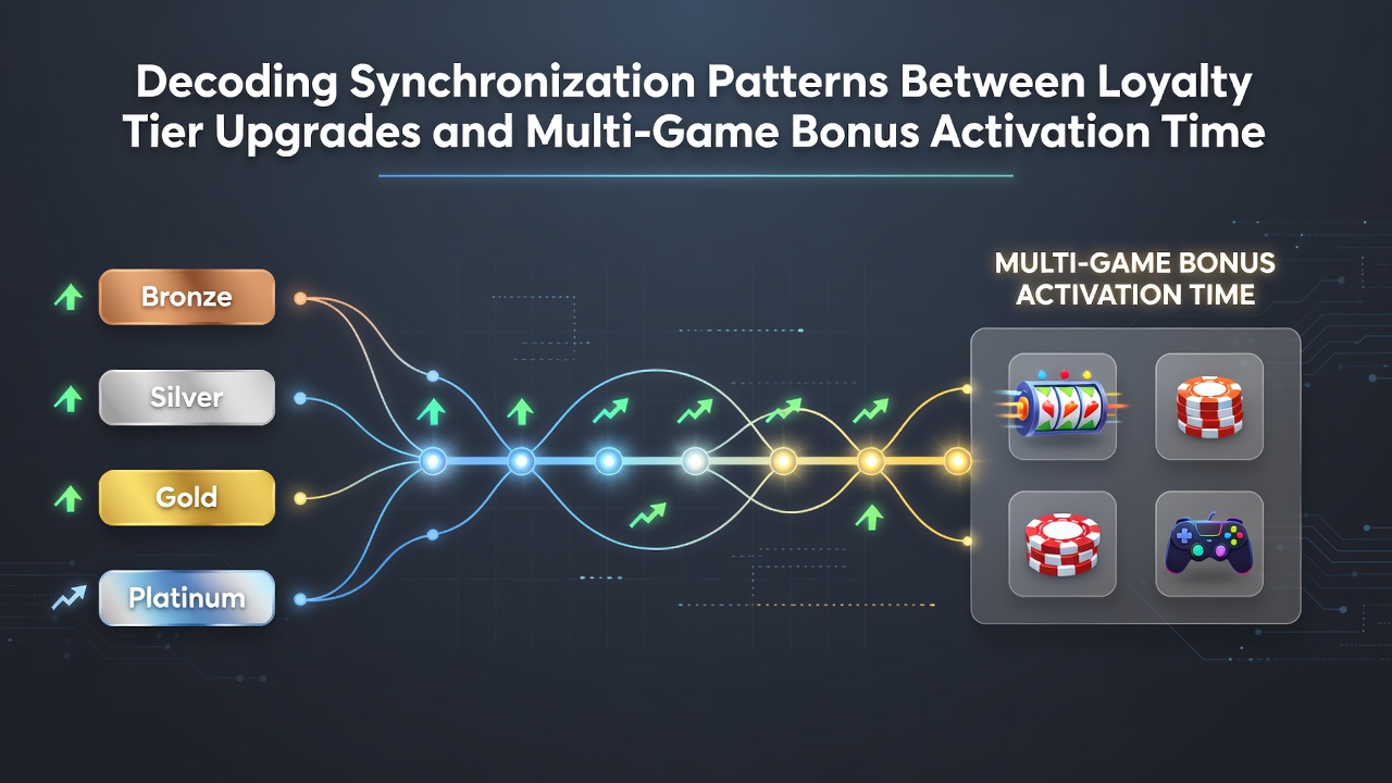 Timeline graphic illustrating loyalty tier progression synced with bonus activation windows across devices