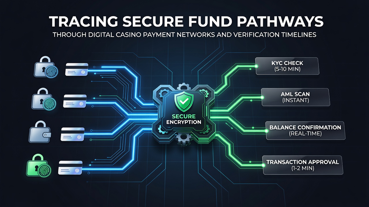 Diagram showing verification timeline stages in digital casino transactions